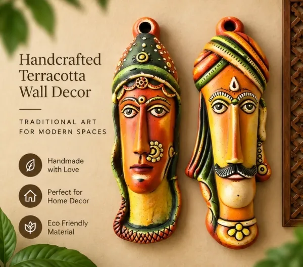 Wood_Traditional_Hand-Painted_Rajasthani_Couple_Wall_Masks