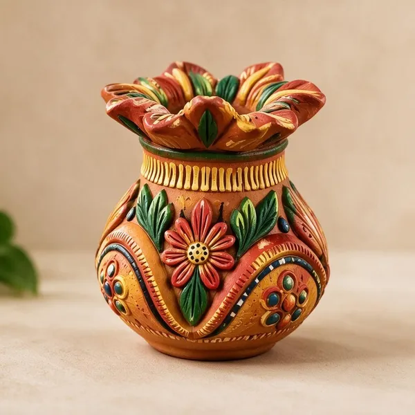 Terracotta_Traditional_Floral_Embossed_Flower_Vase