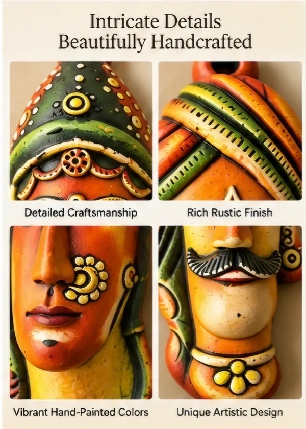 Wood_Traditional_Hand-Painted_Rajasthani_Couple_Wall_Masks