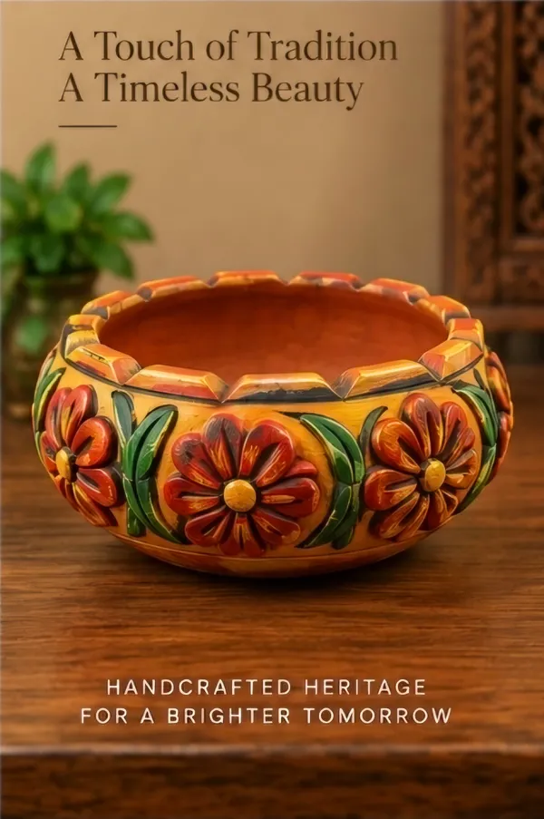Terracotta_Traditional_Floral_Hand-Painted_Decorative_Bowl
