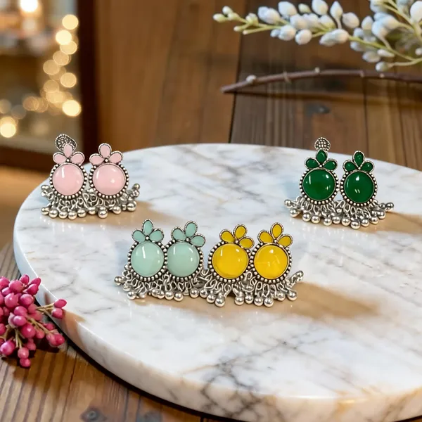 Multicolor_Silver_Tone_Jhumka_Earrings_For_Women