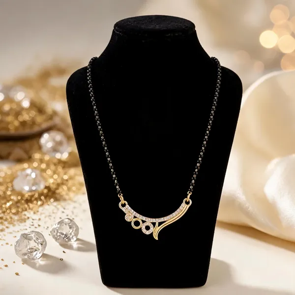 Black_Beaded_Gold_Tone_Pendant_Necklace_For_Women