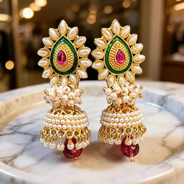 Gold_Tone_Pearl_Beaded_Jhumka_Earrings_For_Women