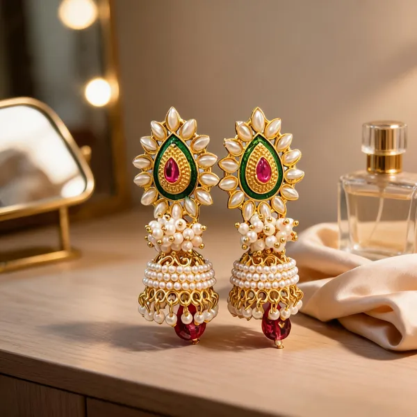 Gold_Tone_Pearl_Beaded_Jhumka_Earrings_For_Women