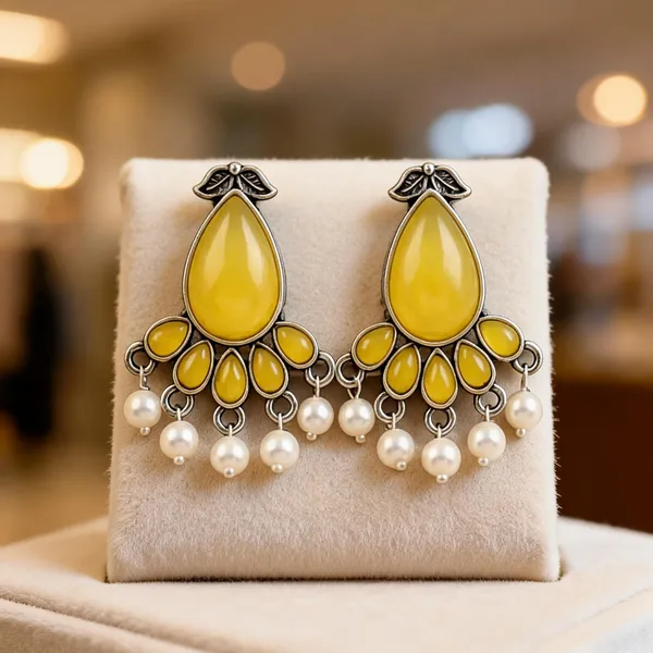 Yellow_Stone_Pearl_Drop_Earrings_For_Women
