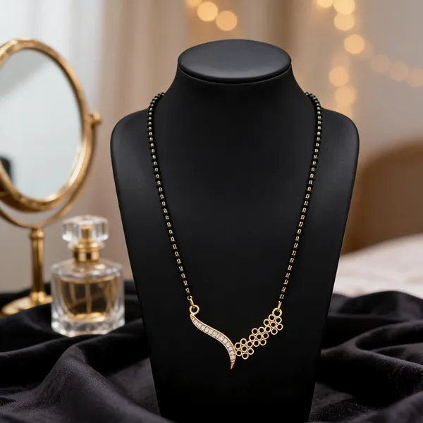 Black_Beaded_Necklace_With_Gold_Tone_Pendant_For_Women