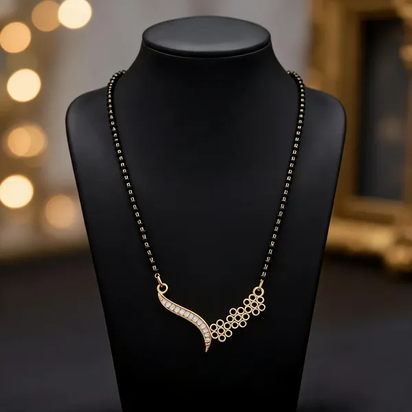 Black_Beaded_Necklace_With_Gold_Tone_Pendant_For_Women