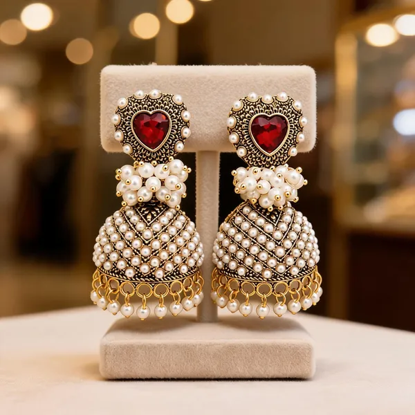 Gold_Tone_Red_Heart_Pearl_Jhumka_Earrings_For_Women