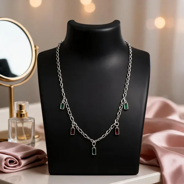 Silver_Tone_Multi_Color_Pendant_Necklace_For_Women