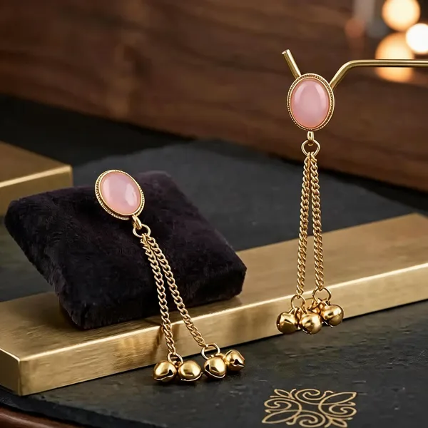 Pink_Gold_Tone_Drop_Earrings_For_Women