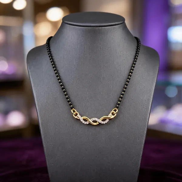Gold_Tone_Black_Beaded_Infinity_Pendant_Mangalsutra_Necklace
