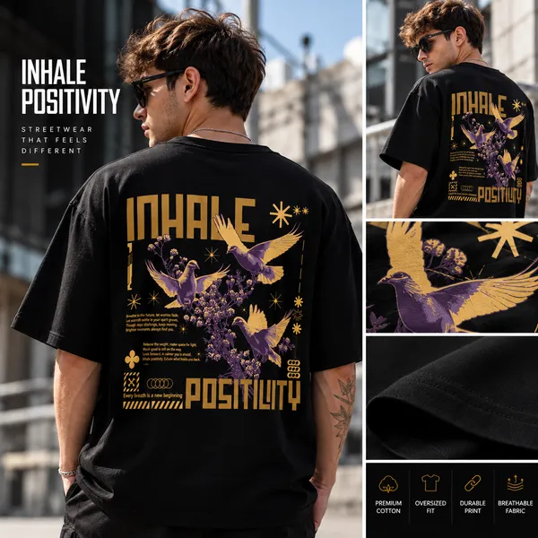 Black_Cotton_Oversized_Inhale_Positivity_T_Shirt_For_Men