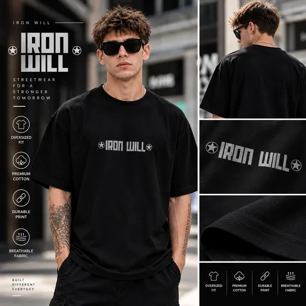 Black_Cotton_Oversized_Iron_Will_T_Shirt_For_Men