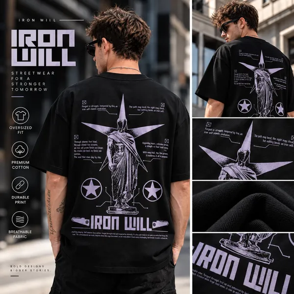 Black_Cotton_Oversized_Iron_Will_T_Shirt_For_Men