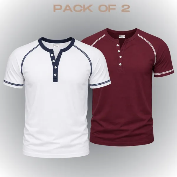 Pack_Of_2_Henley_Reglan_T_Shirt_Olive_Green_White