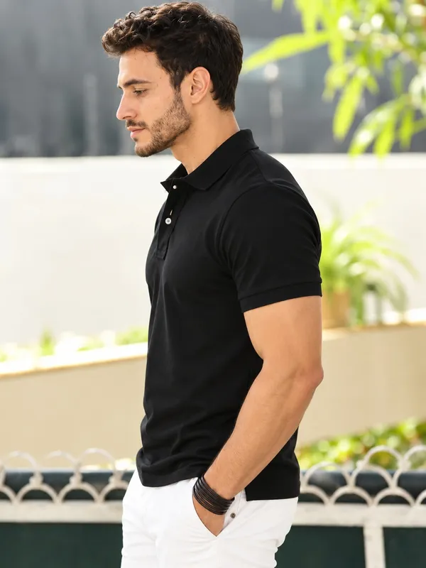 Black_Cotton_Pique_Polo_T_Shirt_For_Men