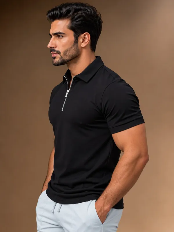 Black_Cotton_Zipper_Polo_T_Shirt_For_Men