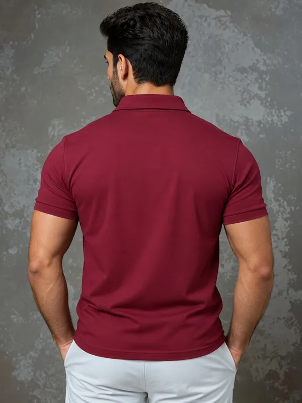 Red_Cotton_Zipper_Polo_T_Shirt_For_Men