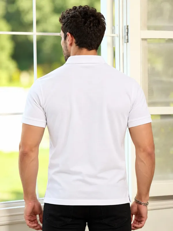 White_Cotton_Pique_Polo_T_Shirt_For_Men