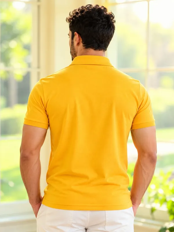 Yellow_Cotton_Pique_Polo_T_Shirt_For_Men