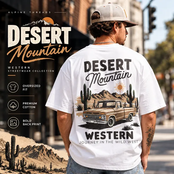 White_Cotton_Oversized_Desert_Mountain_T_Shirt_For_Men