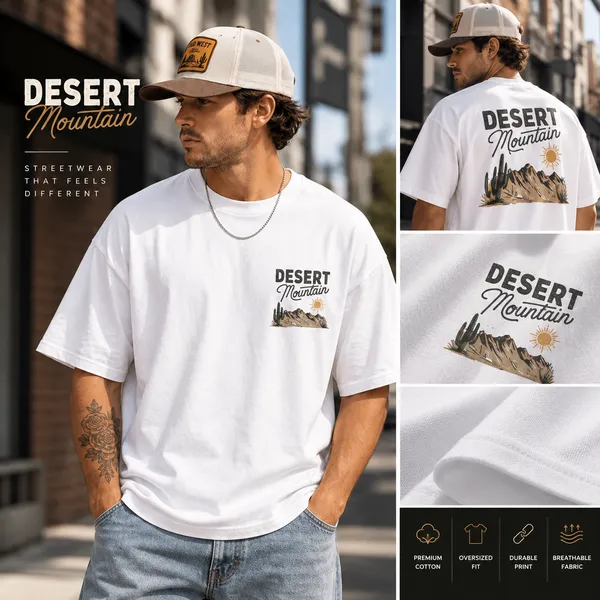 White_Cotton_Oversized_Desert_Mountain_T_Shirt_For_Men