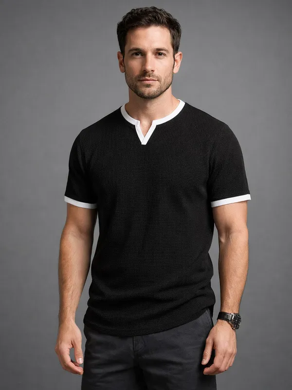 Waffle_V-Neck_T-Shirt