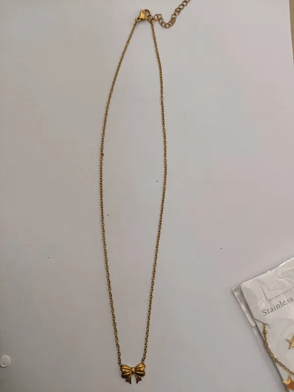 Gold_Tone_Bow_Pendant_Necklace_For_Women