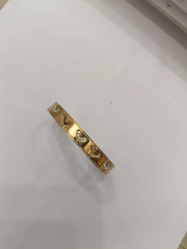 Gold_Tone_Heart_Design_Bangle_For_Women