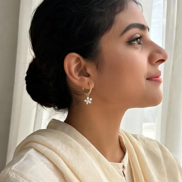 Gold_Tone_Floral_Charm_Hoop_Earrings_For_Women