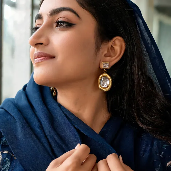 Gold_Toned_Clear_Stone_Drop_Earrings_For_Women