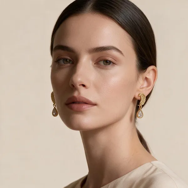 Gold_Tone_Curved_Drop_Earrings_For_Women