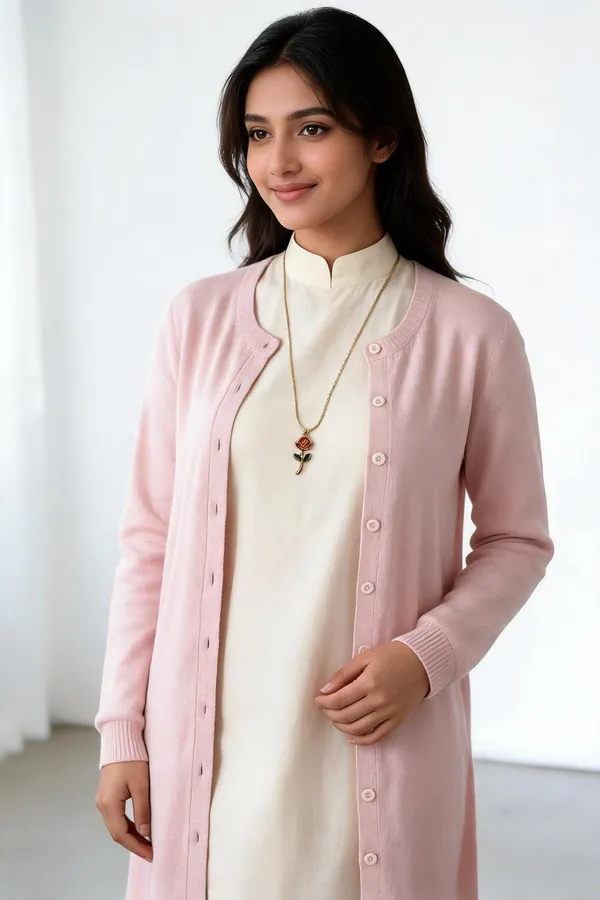 Gold_Tone_Rose_Pendant_Necklace_For_Women