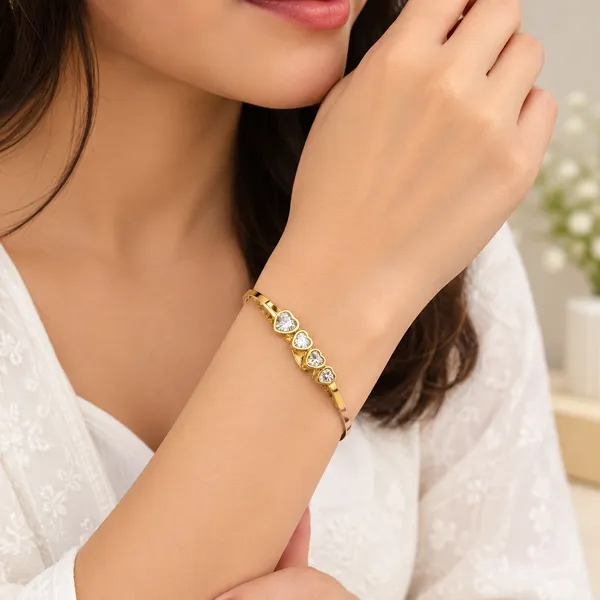 Gold-Tone_Stone_Accent_Bracelet_For_Women