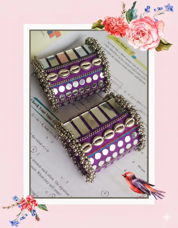Purple_Navratri_Special_Traditional_Handcrafted__Handcuff_Kada_with_Mirror_&_Cowrie_Shell_Work