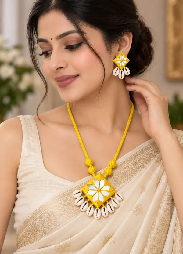 Yellow_Geometric_Shell_Jewellery_Set_for_Women