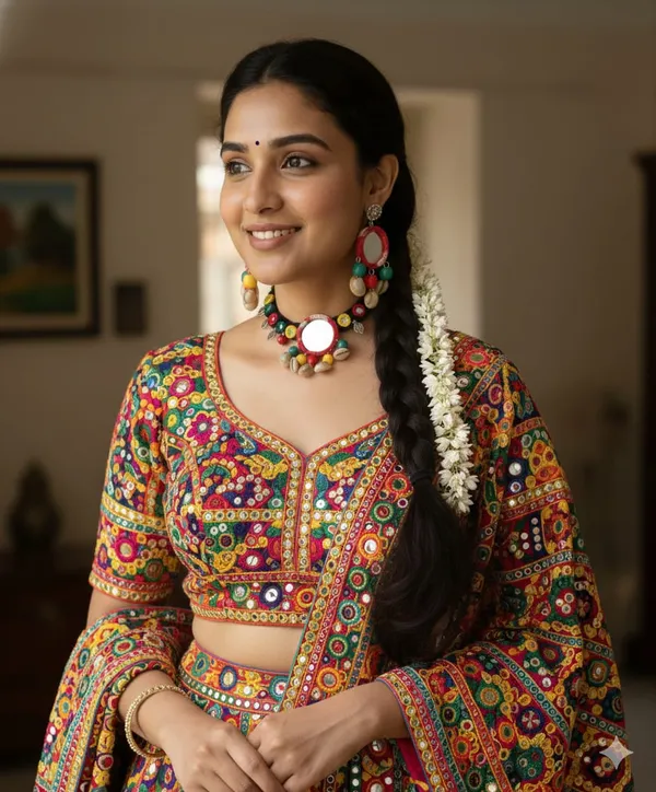 Multicolour_Mirror_Work_Necklace_And_Earrings_Set