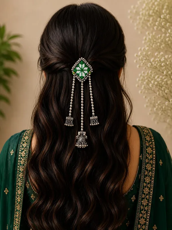 Traditional_Green_Mirror_Work_Hair_Pin
