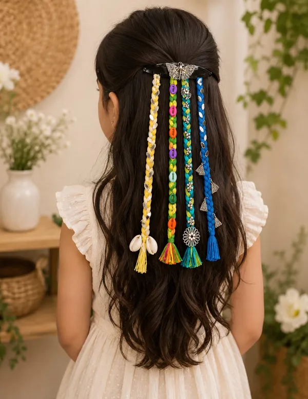 Handcrafted_Multicolour_Shell_&_Thread_Hair_Accessories_Set