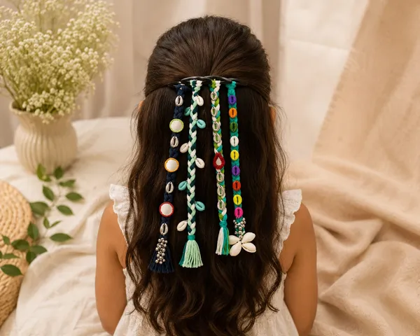 Handcrafted_Multicolour_Shell_&_Thread_Hair_Accessories_Set