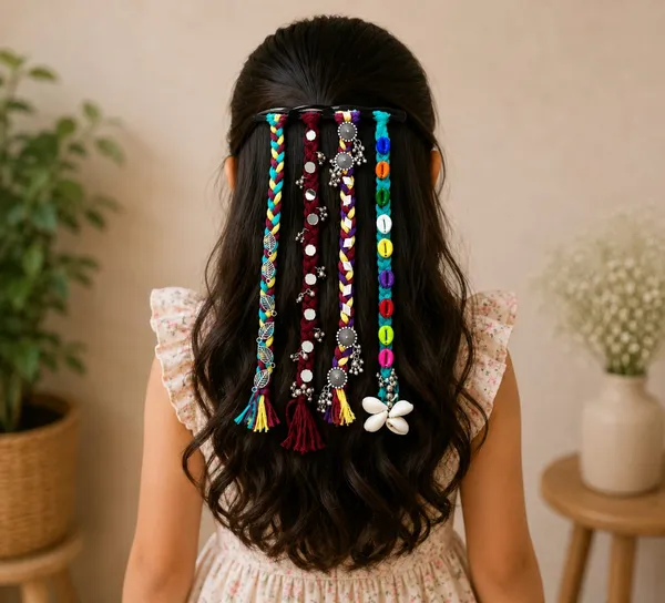 Handcrafted_Multicolour_Shell_&_Thread_Hair_Accessories_Set