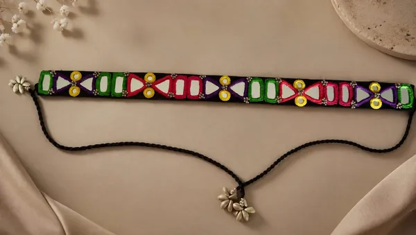 Navratri_Festive_Multicolor_Handmade_Embroidered_Cowrie_Shell_Waist_Belt