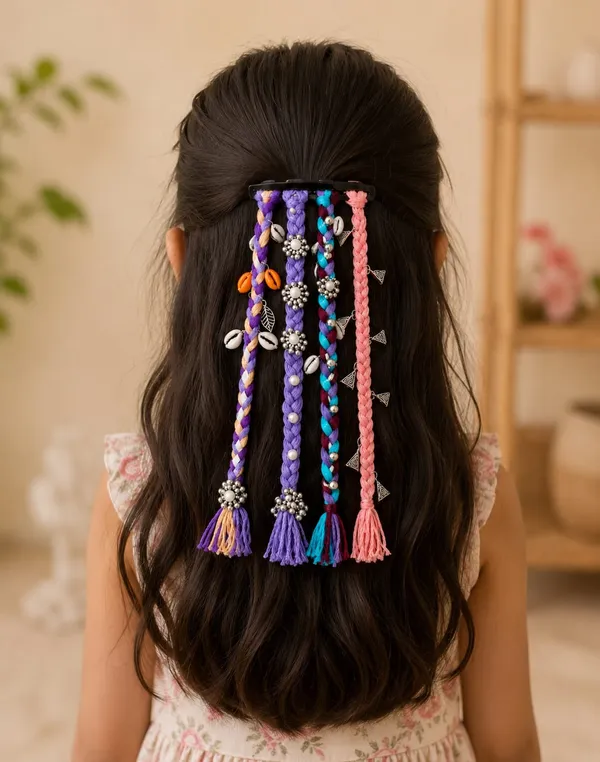 Handcrafted_Multicolour_Shell_&_Thread_Hair_Accessories_Set