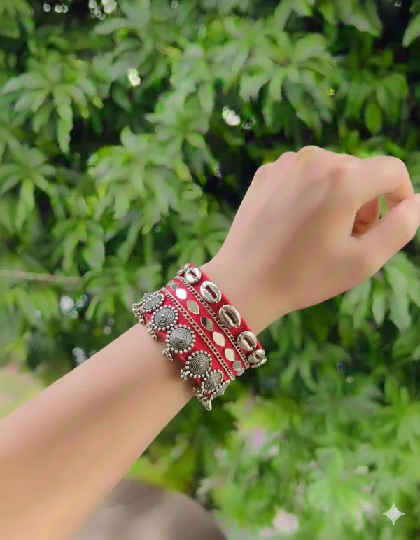 Navratri_Special_Traditional_Handcrafted_Handcuff_Kada_with_Mirror_&_Cowrie_Shell_Work