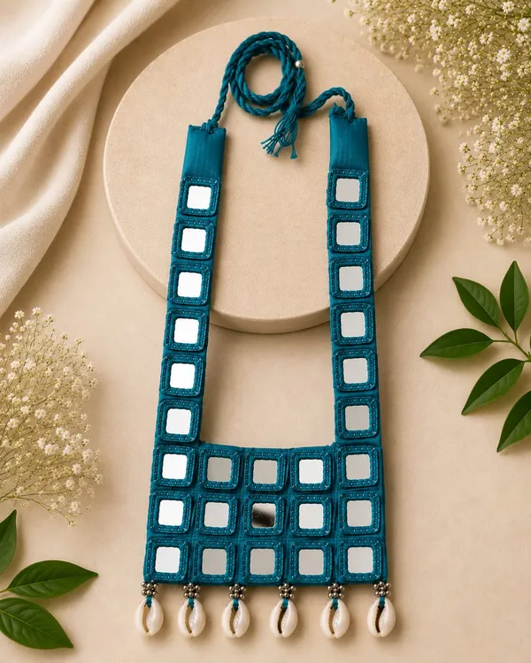 Teal_Thread_Mirror_Work_Necklace_for_Women