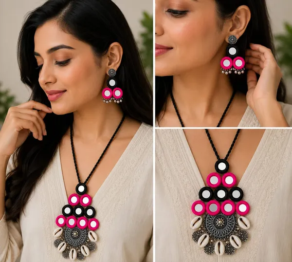 Black_Pink_Thread_Mirror_Tribal_Necklace_Set_for_Women