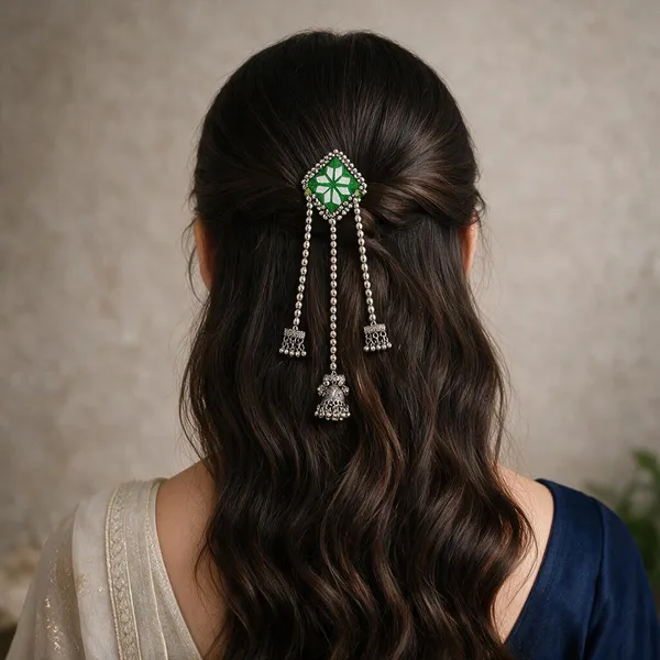 Traditional_Parrot_Green_Mirror_Work_Hair_Pin