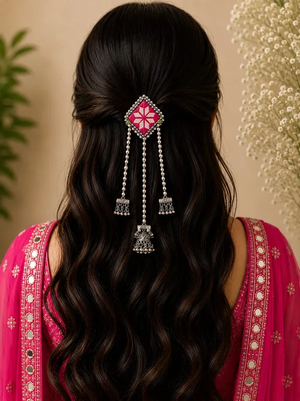 Traditional_Pink_Mirror_Work_Hair_Pin