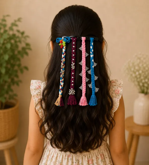 Handcrafted_Multicolour_Shell_&_Thread_Hair_Accessories_Set