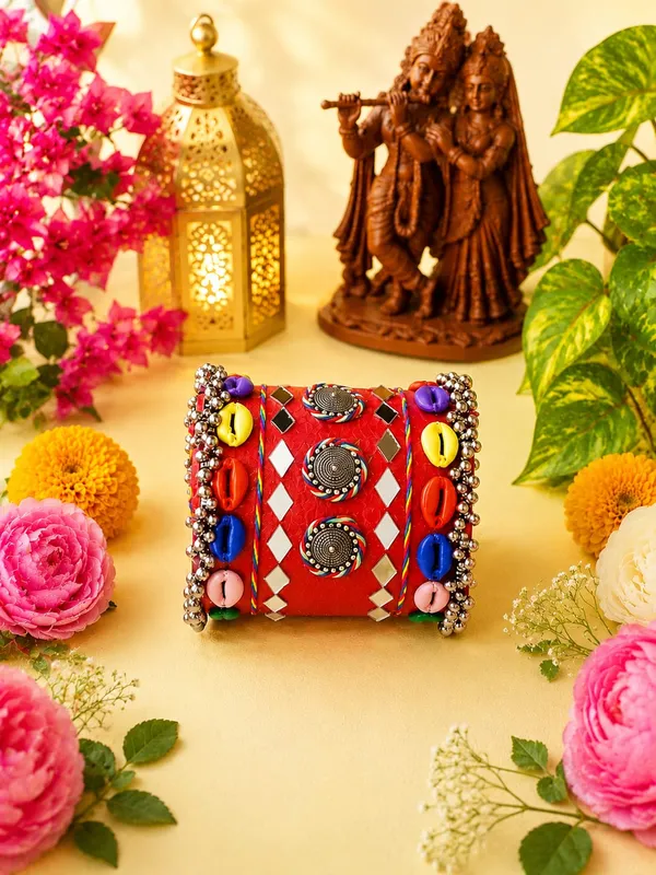 Navratri_Special_Traditional_Handcrafted_Handcuff_Kada_with_Mirror_&_Cowrie_Shell_Work